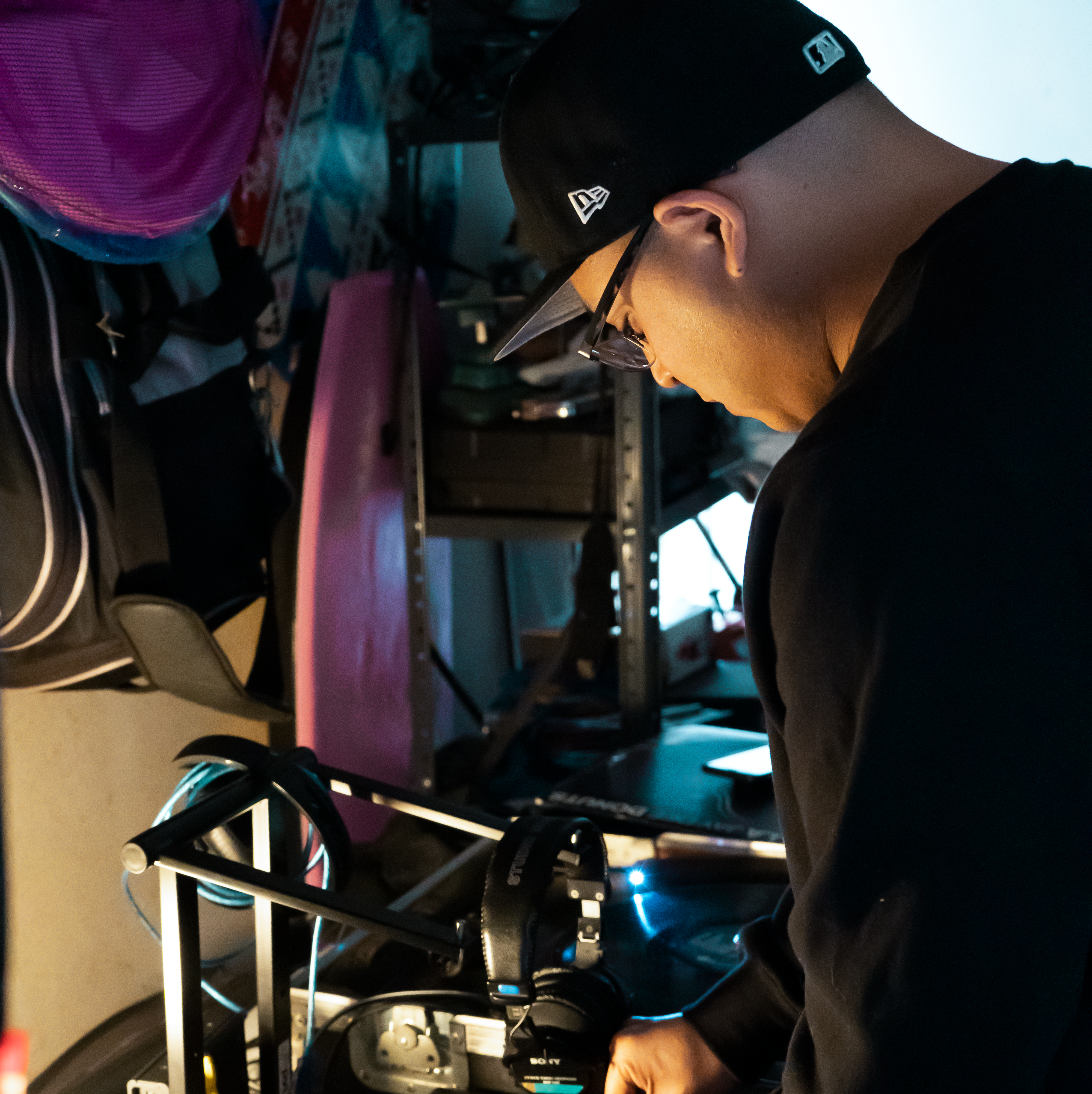 Photo of Chris mixing at home