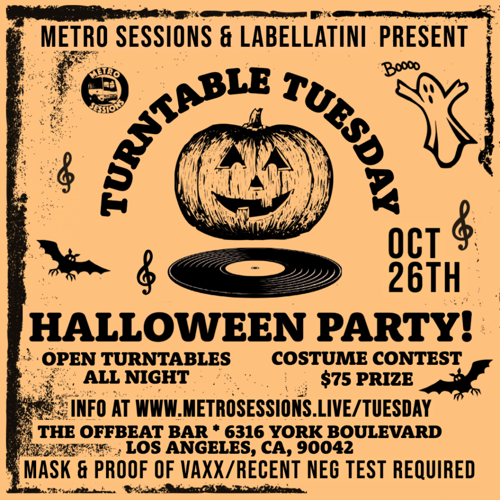 Turntable Tuesday flyer from the Halloween party 2021