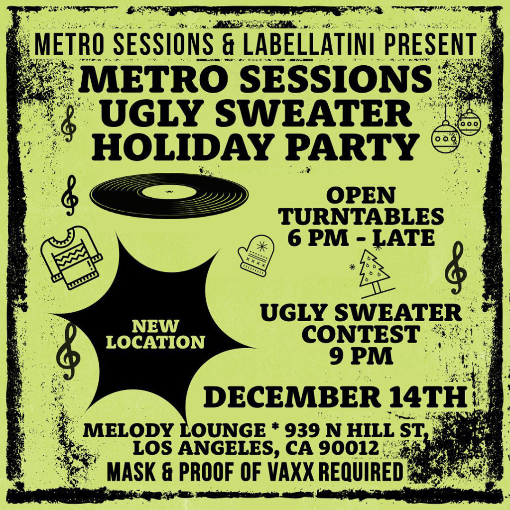 Turntable Tuesday flyer from the Ugly Sweater party