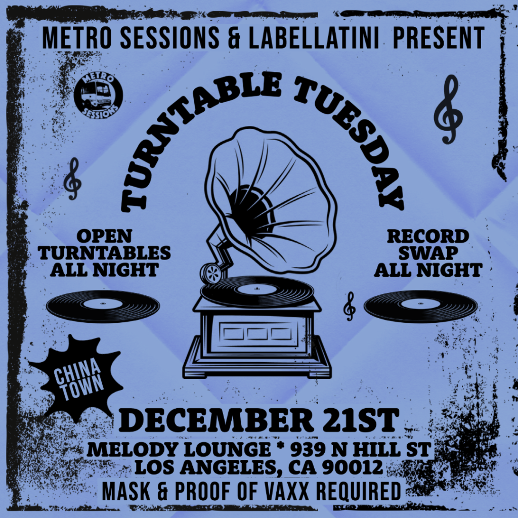 Turntable Tuesday flyer from December 2021