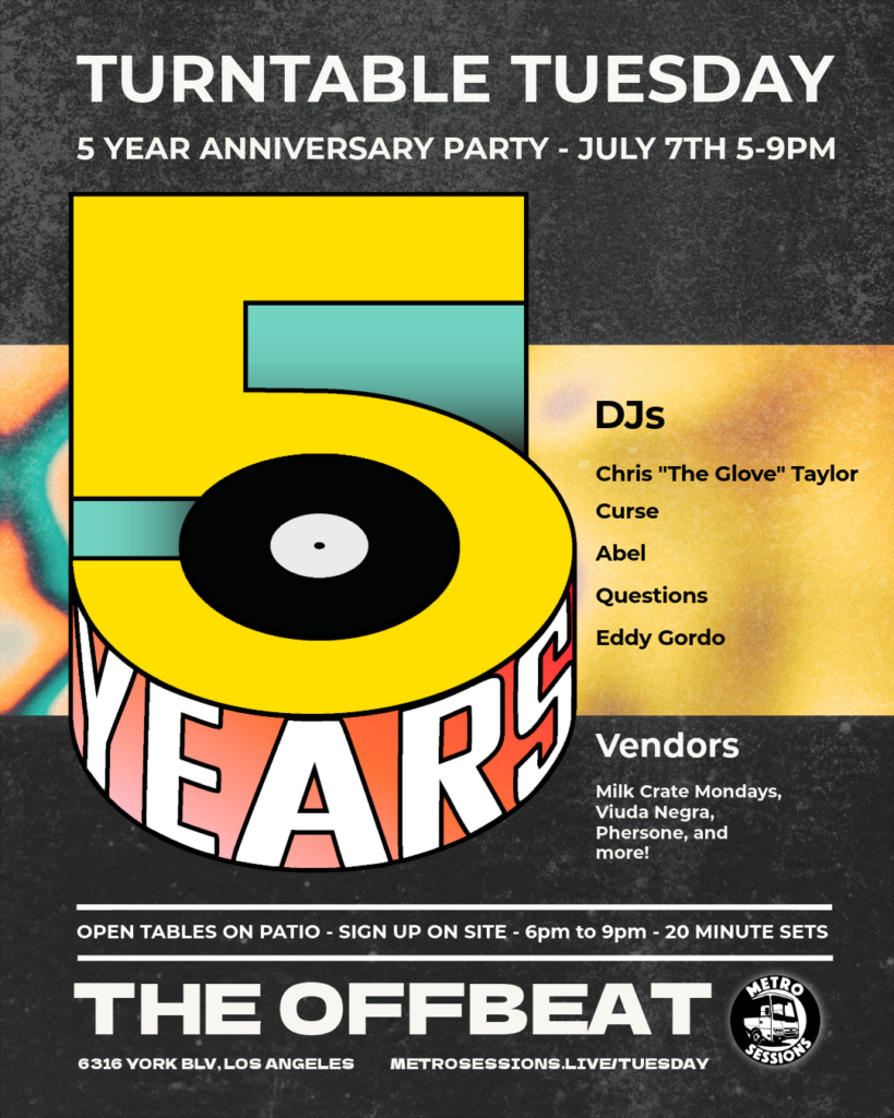 TURNTABLE TUESDAY 5 YEAR ANNIVERSARY FLYER
